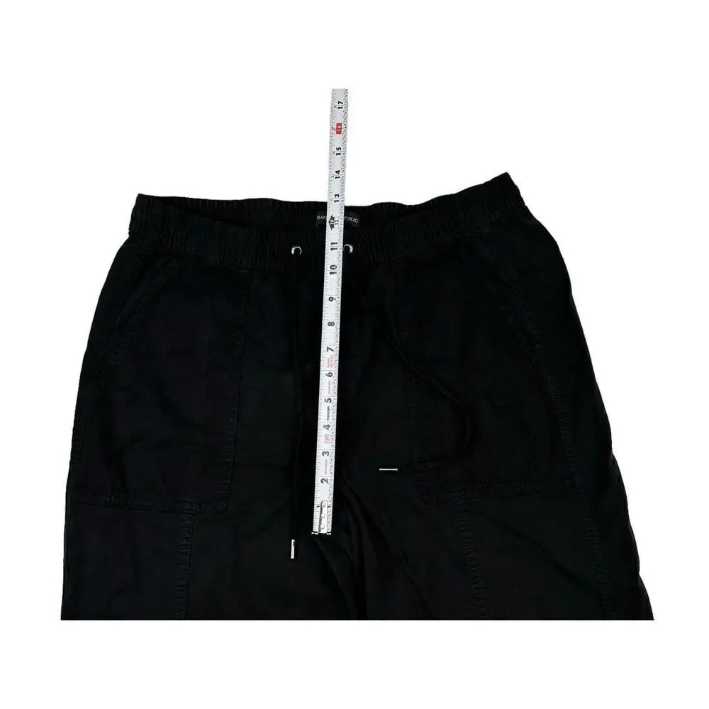 Banana Republic Straight Leg Drawstring Linen Black Pants Women’s Size Medium